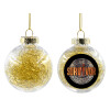 Transparent Christmas tree ball ornament with gold filling 8cm