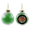 Transparent Christmas tree ball ornament with green filling 8cm