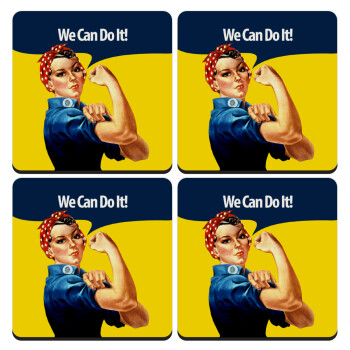 Rosie we can do it!, ΣΕΤ 4 Σουβέρ ξύλινα τετράγωνα (9cm)