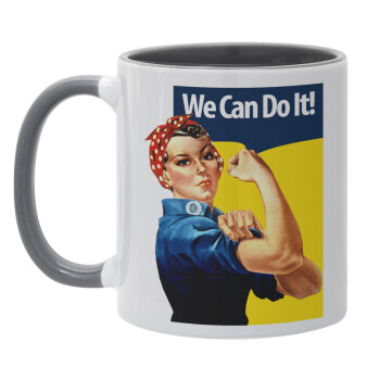 Rosie we can do it!, Mug colored grey, ceramic, 330ml