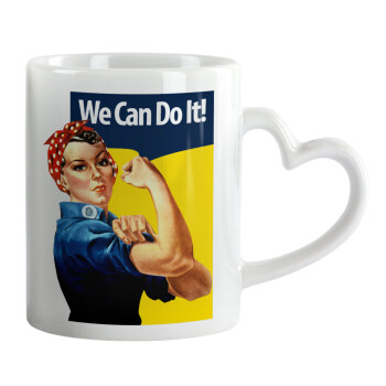 Rosie we can do it!, Mug heart handle, ceramic, 330ml