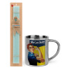 Easter Set, metallic thermal cup (300ml) & aromatic flat Easter candle (30cm) (TURQUOISE)