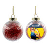 Transparent Christmas tree ball ornament with red filling 8cm