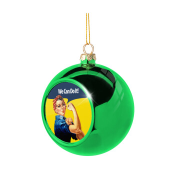 Rosie we can do it!, Green Christmas tree ornament ball 8cm