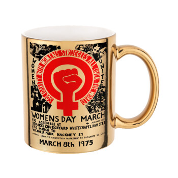 Women's day 1975 poster, Mug ceramic, gold mirror, 330ml