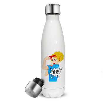 We can do it!, Metal mug thermos White (Stainless steel), double wall, 500ml