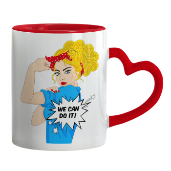 We can do it!, Mug heart red handle, ceramic, 330ml