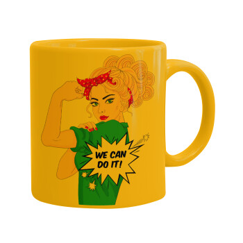 We can do it!, Ceramic coffee mug yellow, 330ml (1pcs)