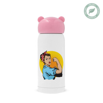 Strong Women, Pink stainless steel thermal flask, 320ml