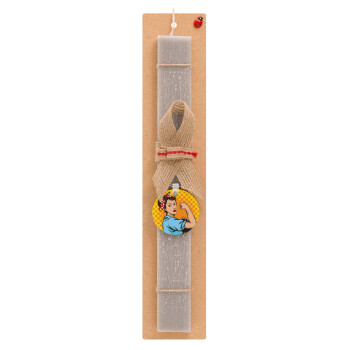 Strong Women, Easter Set, wooden keychain & scented Easter candle flat (30cm) (GRAY)