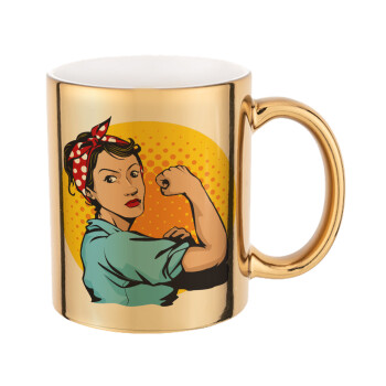 Strong Women, Mug ceramic, gold mirror, 330ml