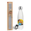 Easter candle, metallic white thermos bottle (500ml) & aromatic flat candle (30cm) (GRAY)