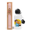 Easter Set, metallic aluminum bottle (500ml) & aromatic flat Easter candle (30cm) (PINK)