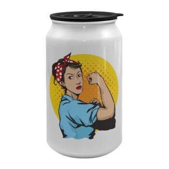 Strong Women, Κούπα ταξιδιού μεταλλική με καπάκι (tin-can) 500ml