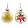 Transparent Christmas tree ball ornament with gold filling 8cm