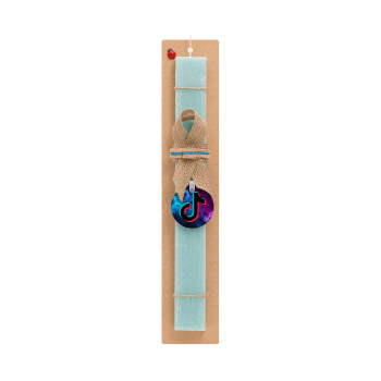 tiktok space galaxy, Easter Set, wooden keychain & aromatic flat Easter candle (30cm) (TURQUOISE)