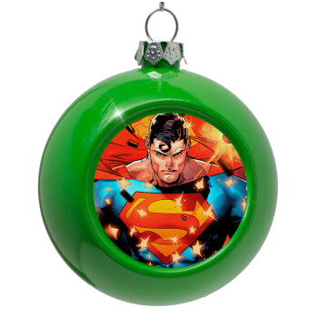 Superman angry, Green Christmas tree ornament bauble 8cm