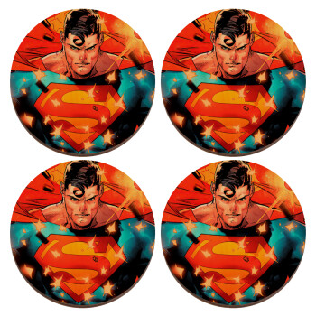 Superman angry, ΣΕΤ x4 Σουβέρ ξύλινα στρογγυλά plywood (9cm)