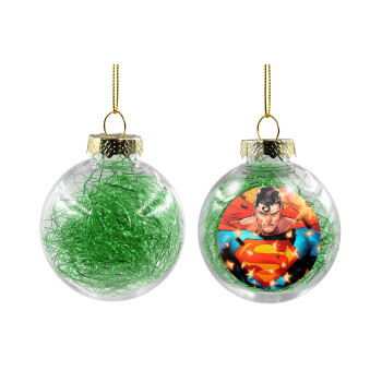 Superman angry, Transparent Christmas tree ball ornament with green filling 8cm