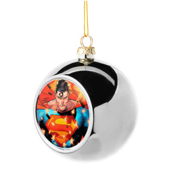 Superman angry, Silver 8cm Christmas tree ball ornament