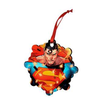 Superman angry, Christmas ornament snowflake wooden 7.5cm