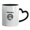 Mug heart black handle, ceramic, 330ml