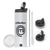 Travel Tumbler 2 Lids, with metal straw & cleaning brush (Stainless steel 304 Food grade, BPA free, 600ml)