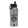 Metal mug thermo Silver with Straw and Spout Lid (Stainless steel), double wall, 950ml