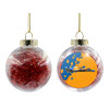 Transparent Christmas tree ball ornament with red filling 8cm