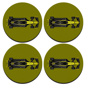 Renault Formula 1, SET of 4 round wooden coasters (9cm)