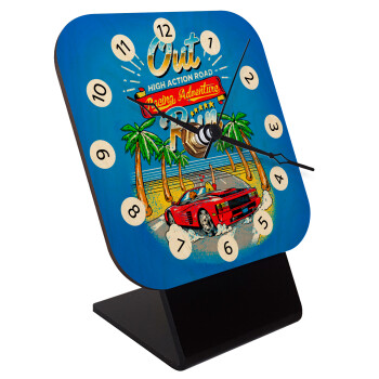 outrun game, Quartz Table clock in natural wood (10cm)