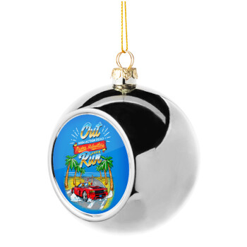 outrun game, Silver 8cm Christmas tree ball ornament