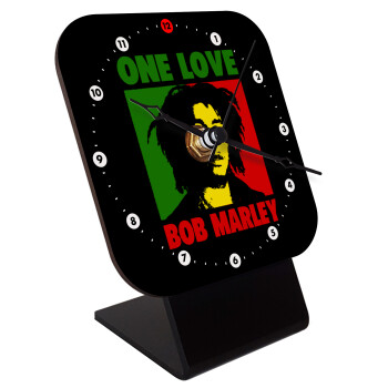 Bob marley, one love, Quartz Wooden table clock with hands (10cm)