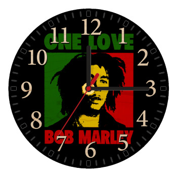 Bob marley, one love, Ρολόι τοίχου ξύλινο plywood (20cm)