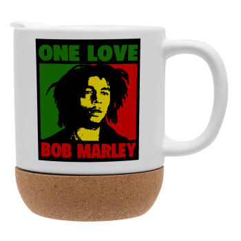 Bob marley, one love, Κούπα, κεραμική με βάση φελού και καπάκι (ΜΑΤ), 330ml (1 τεμάχιο)