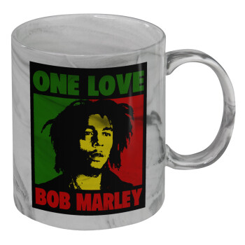 Bob marley, one love, Mug ceramic marble style, 330ml