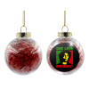 Transparent Christmas tree ball ornament with red filling 8cm