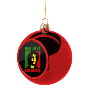 Bob marley, one love, Christmas tree ball Red 8cm