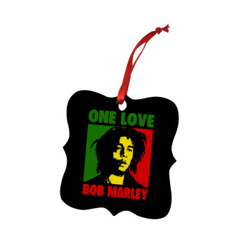 Bob marley, one love, Στολίδι Χριστουγεννιάτικο στολίδι polygon ξύλινο 7.5cm