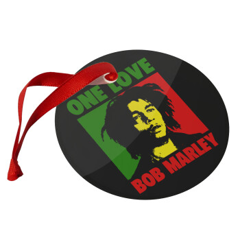 Bob marley, one love, Christmas ornament glass 9cm