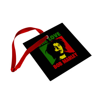 Bob marley, one love, Christmas ornament, glass square ornament 9x9cm