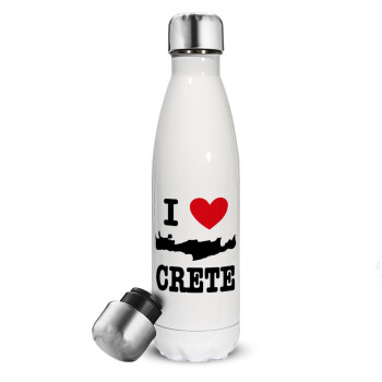 I Love Crete, Metal mug thermos White (Stainless steel), double wall, 500ml