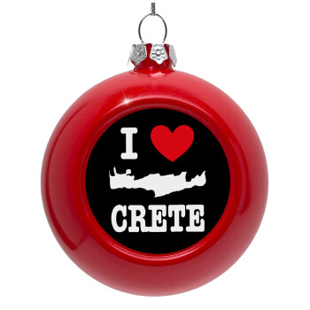 I Love Crete, Red Christmas tree ornament bauble 8cm