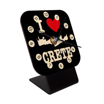 I Love Crete, Επιτραπέζιο ρολόι σε φυσικό ξύλο (10cm)