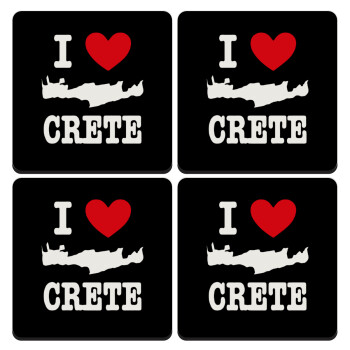 I Love Crete, ΣΕΤ 4 Σουβέρ ξύλινα τετράγωνα (9cm)