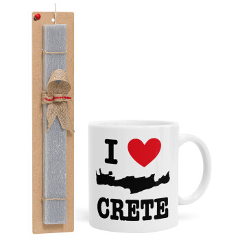 I Love Crete, Easter Set, Ceramic Cup (330ml) & Easter aromatic flat candle (30cm) (GRAY)