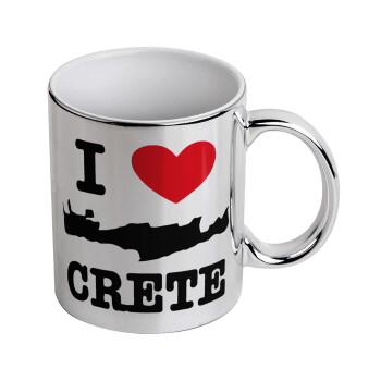 I Love Crete, Mug ceramic, silver mirror, 330ml