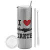 Tumbler stainless steel Silver 600ml, with metal straw & cleaning brush