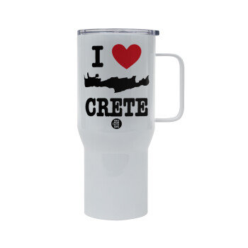 I Love Crete, Mega Stainless steel Tumbler with lid, double wall 750L