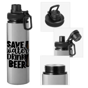 Save Water, Drink BEER, Μεταλλικό παγούρι νερού με καπάκι ασφαλείας, αλουμινίου 850ml